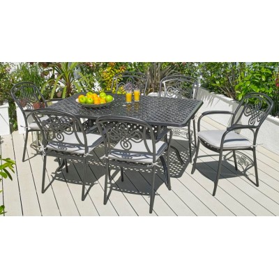 Boston 6 Chair And Table Set Grey